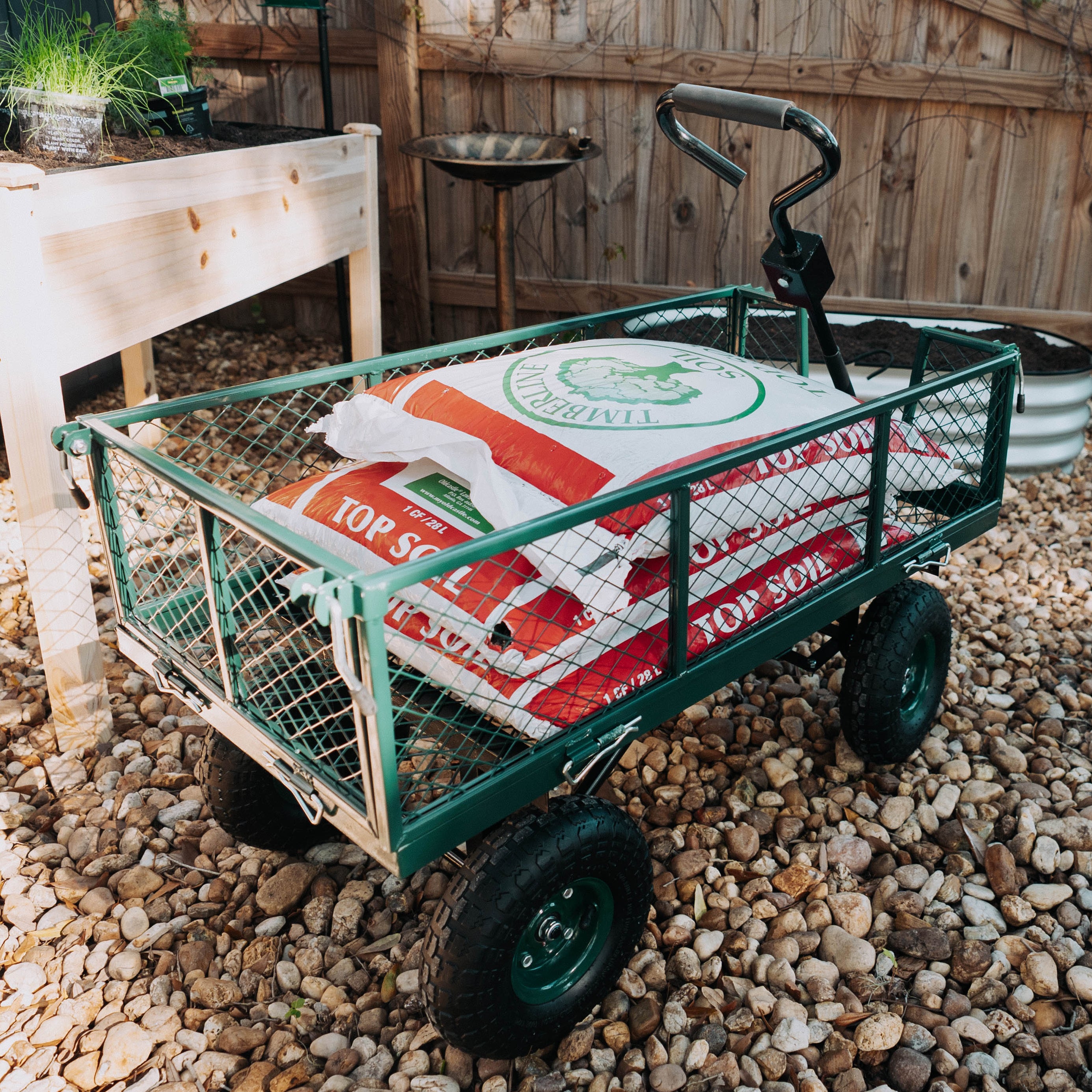 Garden Cart W/ Sides and Pneumatic Tires 913620, 900185 – Backyard