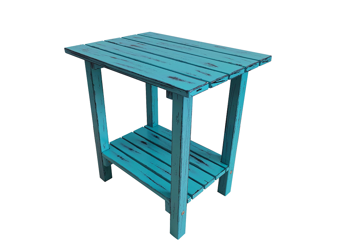 ANTIQUE TEAL WOODEN SIDE TABLE