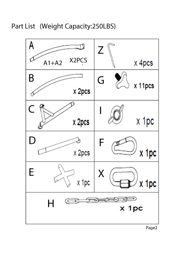 Replacement parts for Hanging Chair Frame 905433