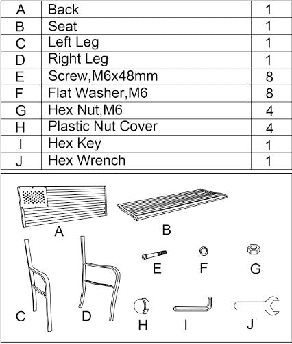 Replacement Parts for American Flag Bench 906727