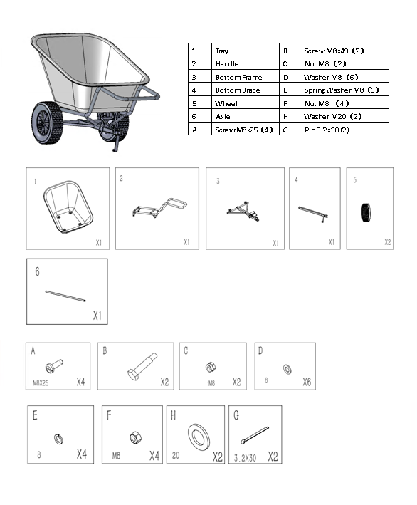 Replacement Parts for 906904 Wheelbarrow Backyard Expressions