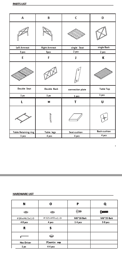 Replacement Parts For 908413 Conversation Set – Backyard Expressions