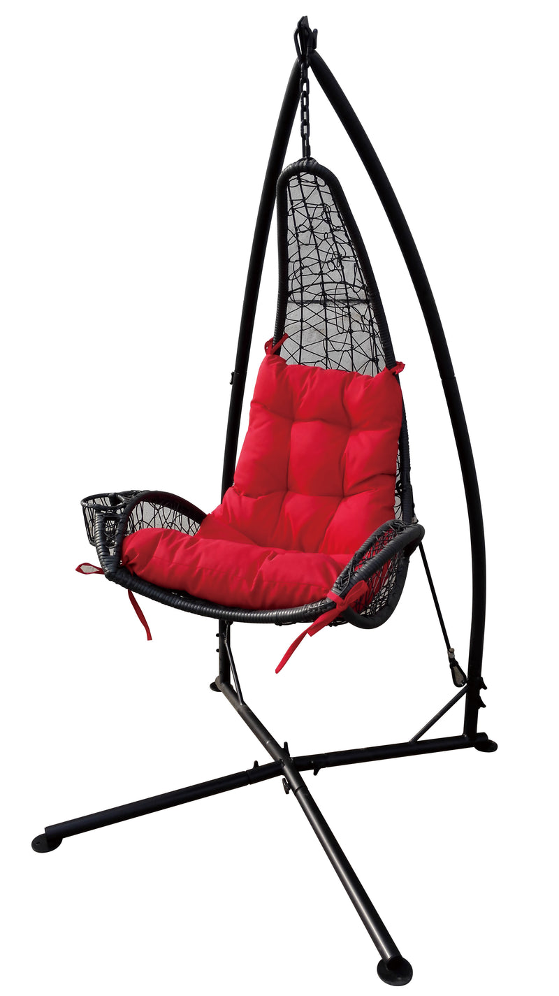 Wicker Hanging Chair with stand 913056 Backyard Expressions