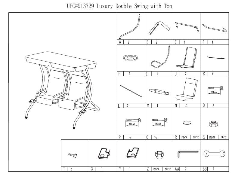 Replacement parts for Luxury Double Swing with top-tan 913729