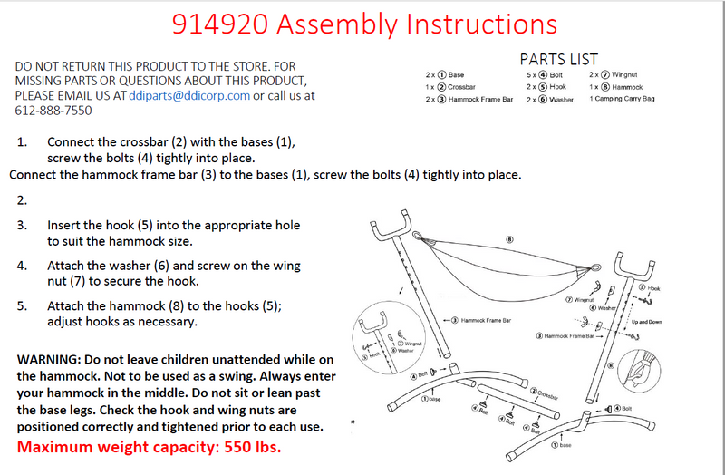 Replacement Parts for Hammock and Frame Combo Backyard Expressions