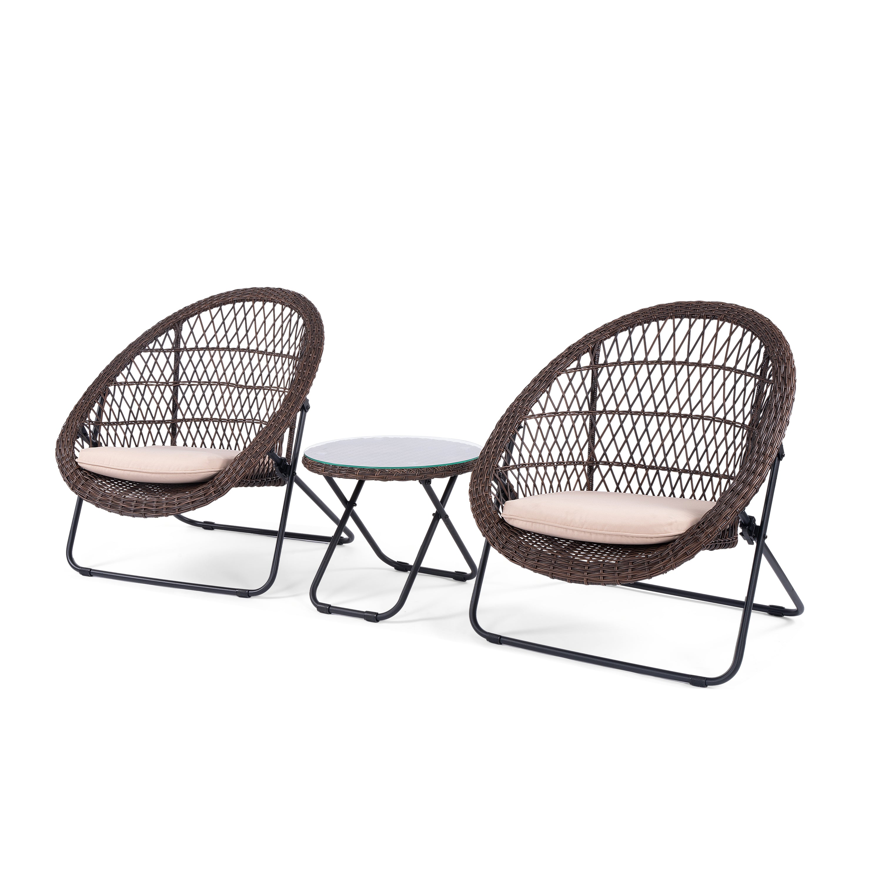3 Piece Folding Outdoor Wicker Bistro Set