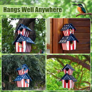 2 Compartment Wood Birdhouse - Patriotic