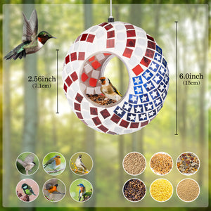 Hanging Glass Bird Feeder - Patriotic