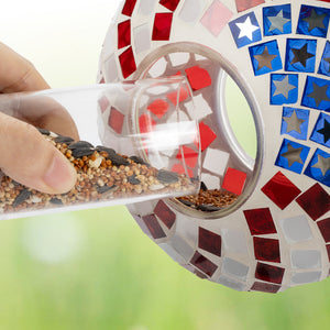 Hanging Glass Bird Feeder - Patriotic