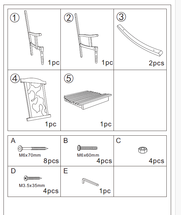 Replacement parts for 908742 Wooden Rocking Chair