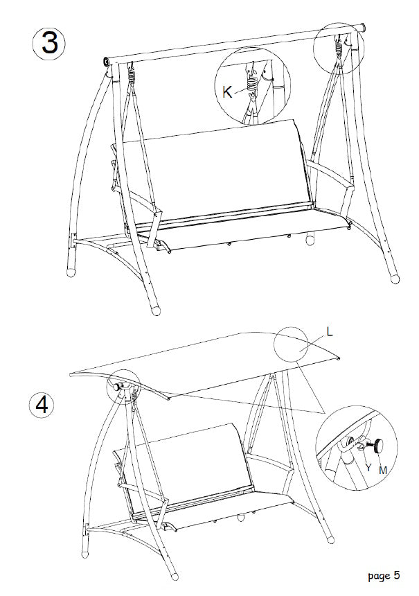 Replacement parts for 3-seater Patio Swing with Canopy 909726