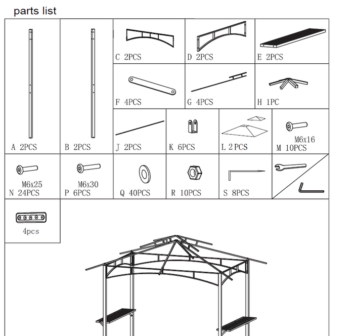 Replacement Parts for BBQ Grilling Gazebo 910365