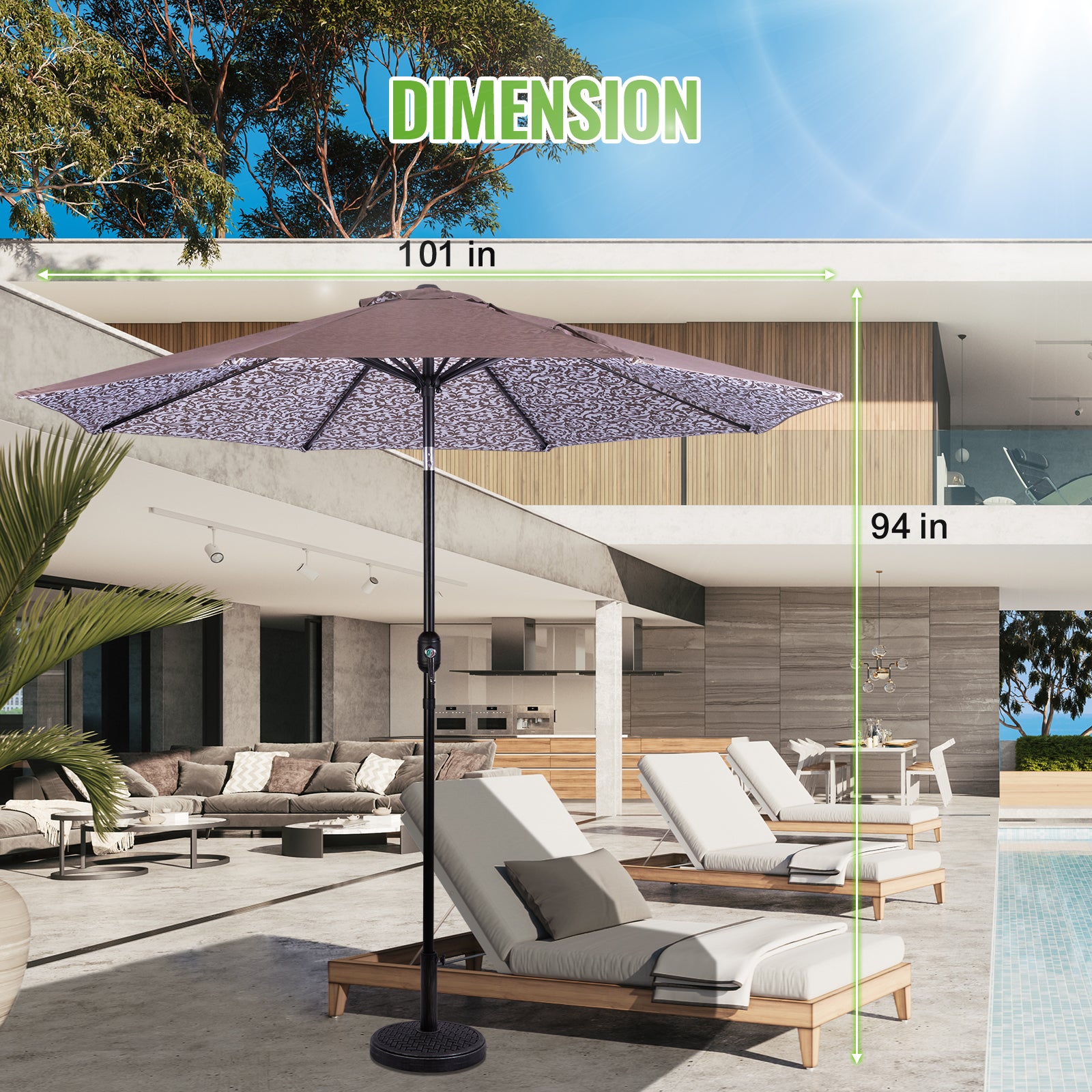 boom patio umbrella Backyard Expressions 9 ft Patio Umbrella with Push Button Tilt and Crank System, Orange, Polyester Fabric, 8 Sturdy Ribs