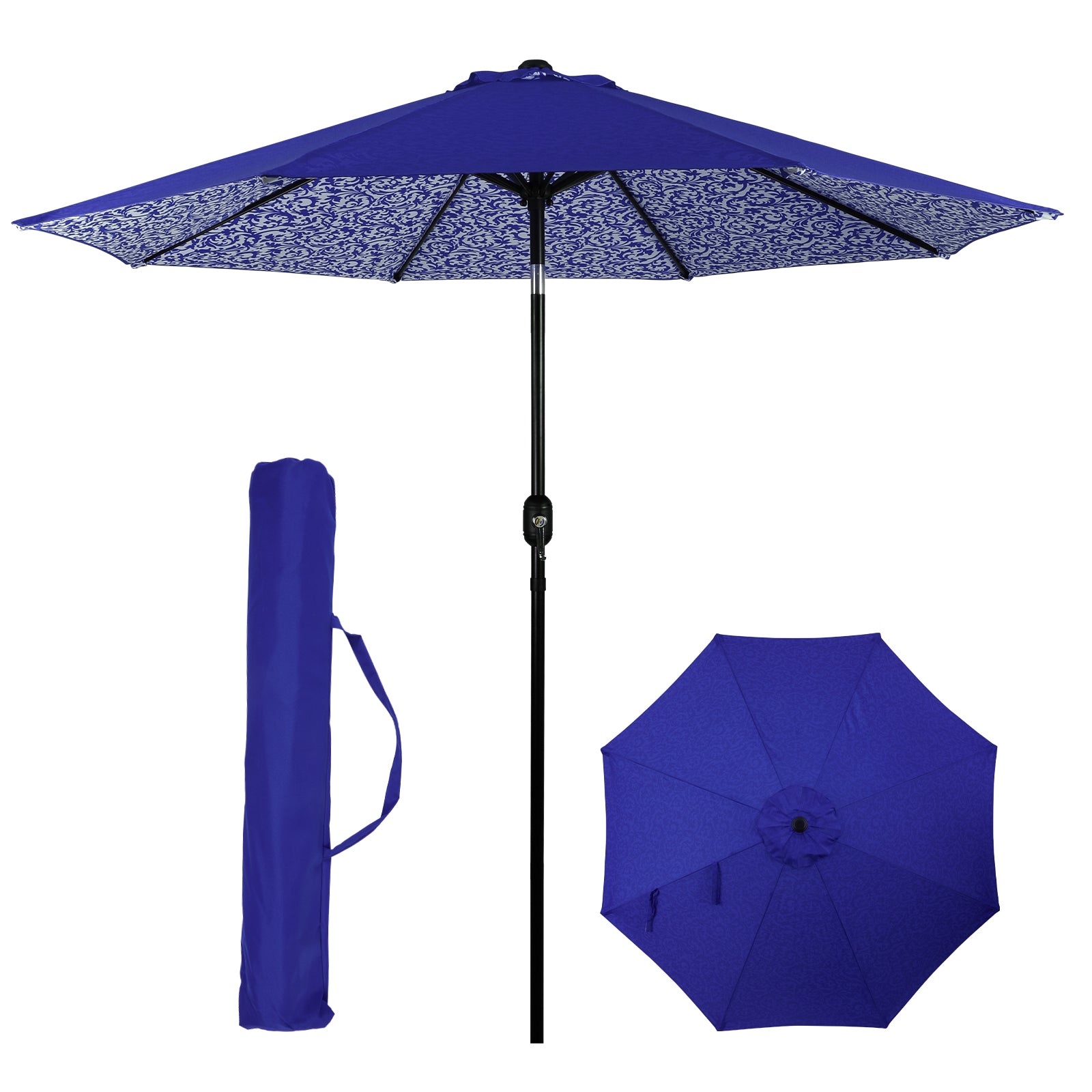 9 ft blue patio umbrella 9' Patio Umbrella w/ Crank/Tilt Feature