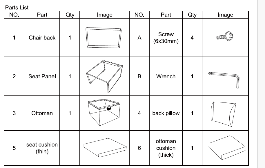 Replacement parts for 914855- 2 Pc. Outdoor Wicker Conversation Set with Storage and Ottoman (Copy)