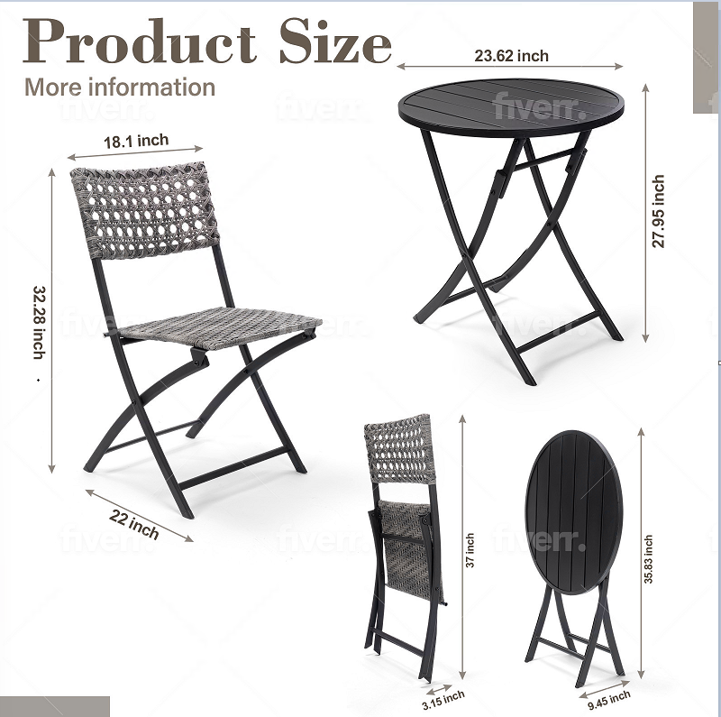 Replacement Parts for 3 Piece Folding Balcony Height Patio Bistro Set 914863