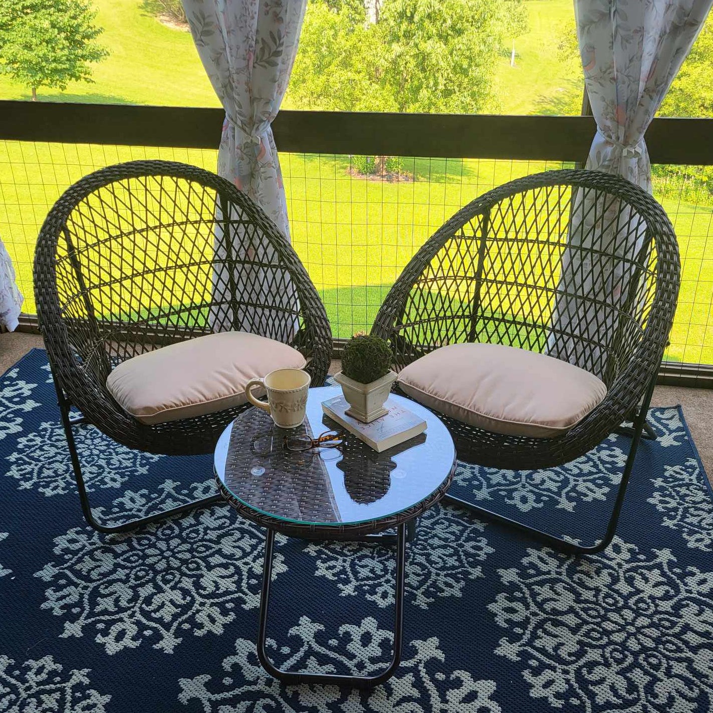 3 Piece Folding Outdoor Wicker Bistro Set