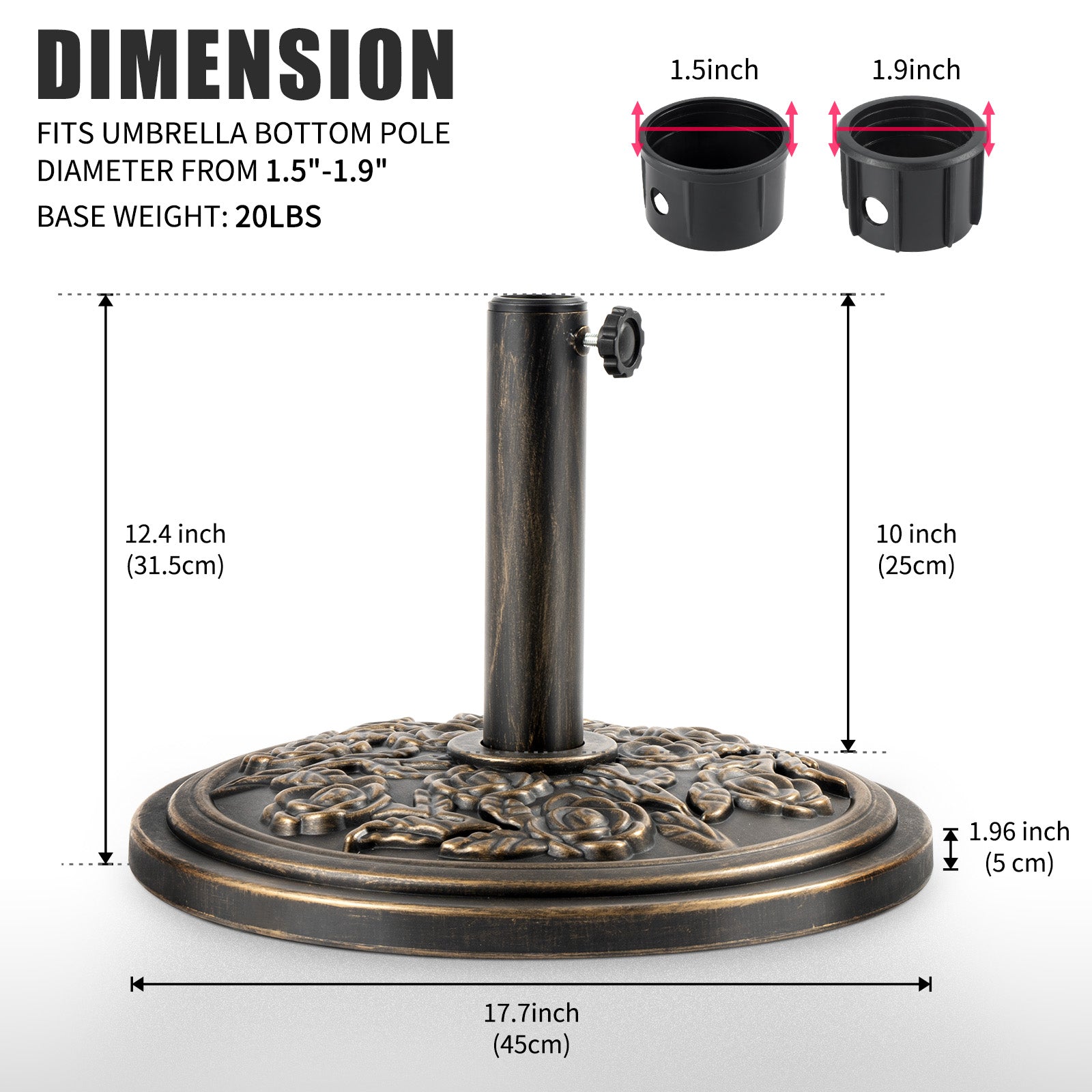 bottom pole for patio umbrella Backyard Expressions Cast Stone Patio Umbrella ase