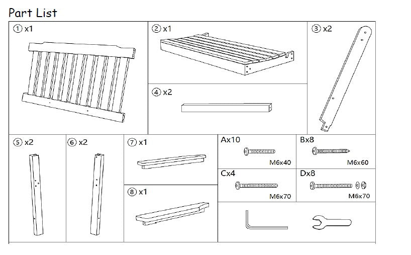 Replacement Parts for Patio Bench 915147, 914546