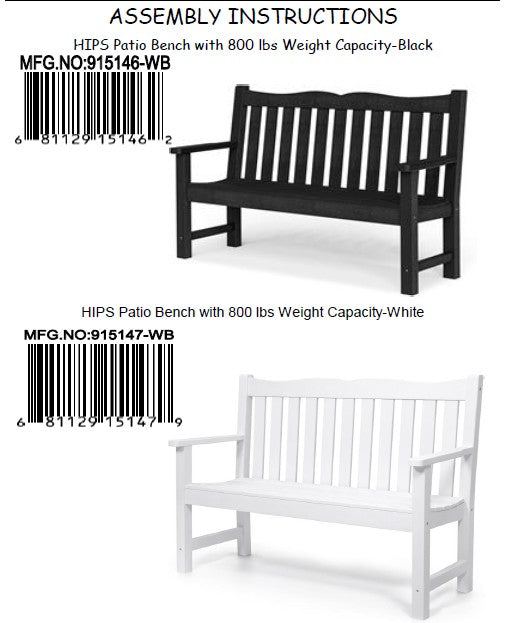 Replacement Parts for Patio Bench 915147, 914546