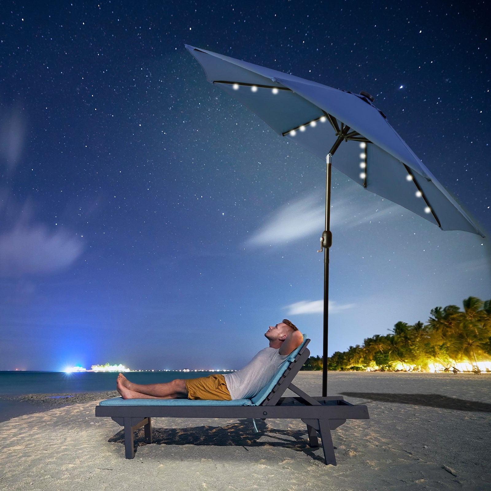 9 ft solar patio umbrella Backyard Expressions 9ft Solar Patio Umbrella with 32 LED Lights
