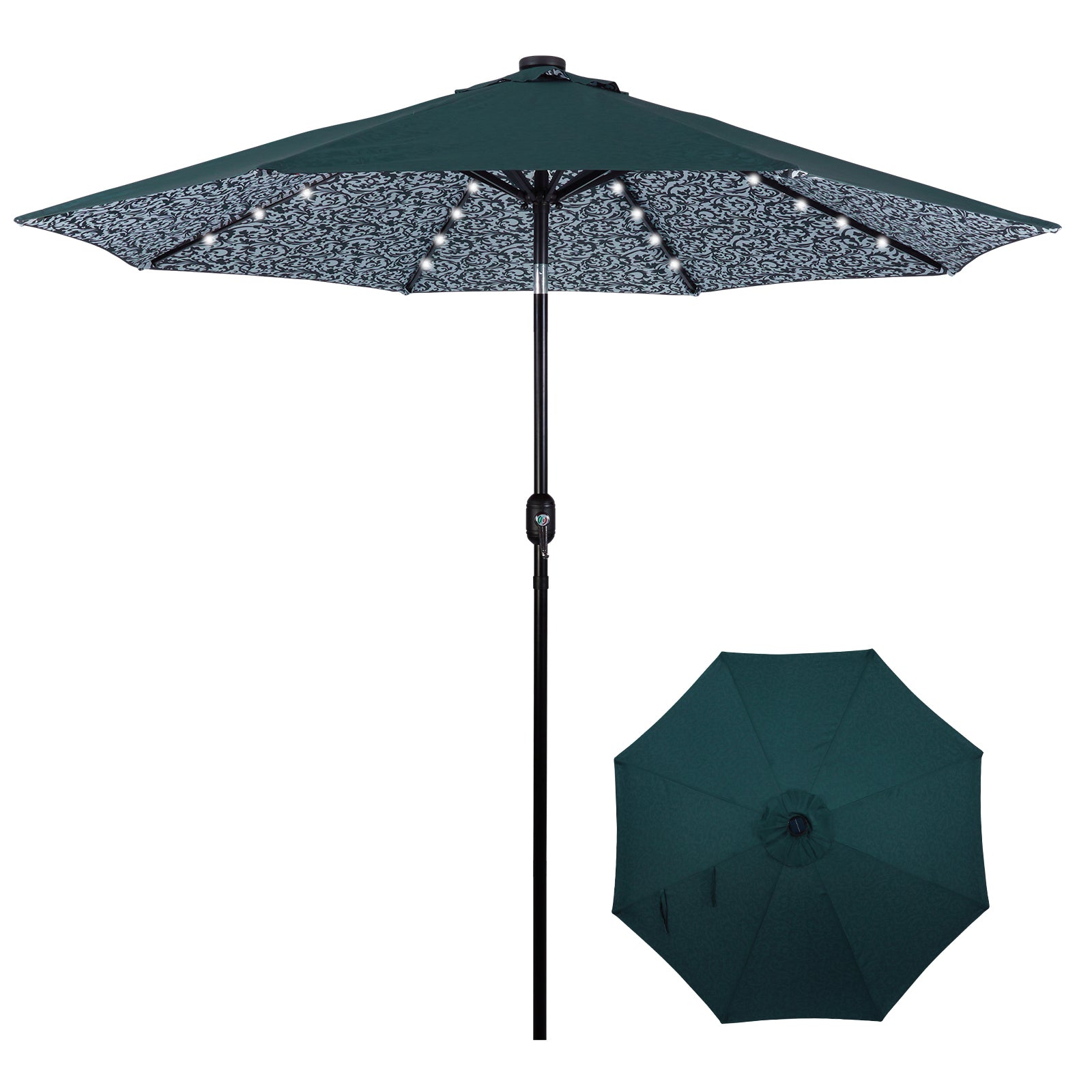 fade resistant solar patio umbrella Backyard Expressions 9ft Solar Patio Umbrella with 32 LED Lights