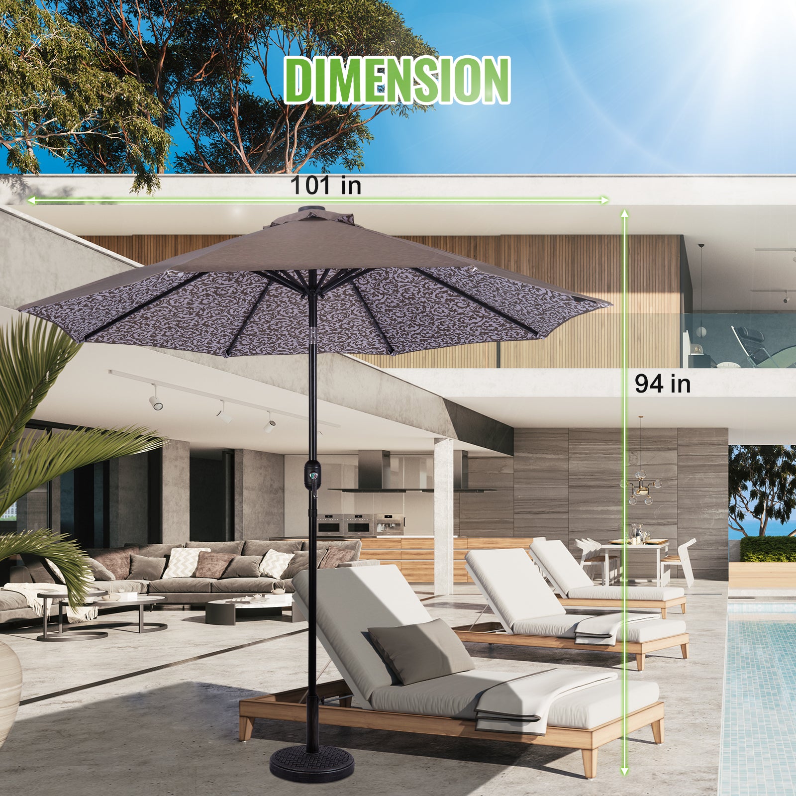 garden oasis 9 patio umbrella Backyard Expressions 9ft Solar Patio Umbrella with 32 LED Lights