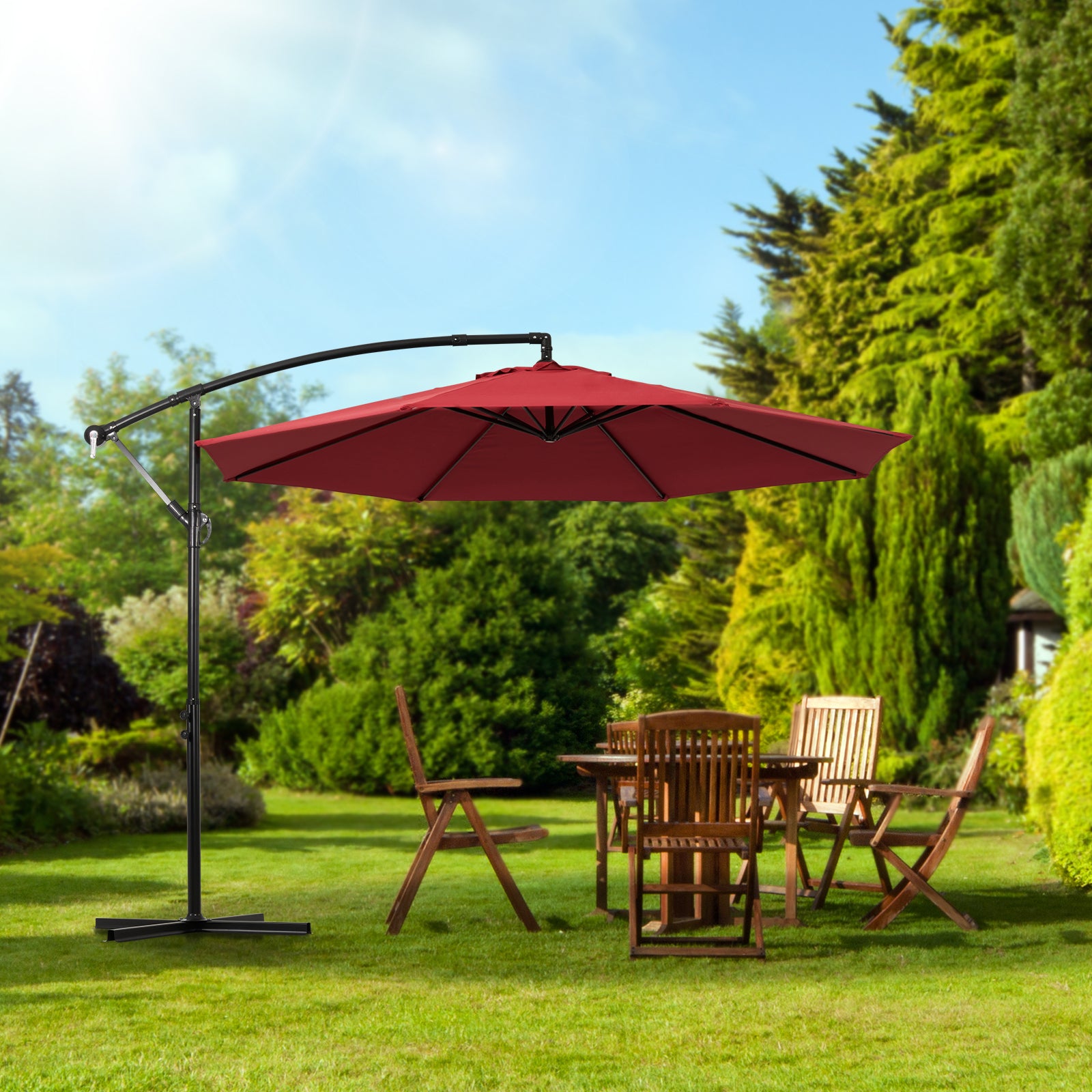 backyard creations offset patio umbrella 10ft Offset Patio Umbrella with Crank Lift & Tilt 915162/915163/915164 – Backyard Expressions