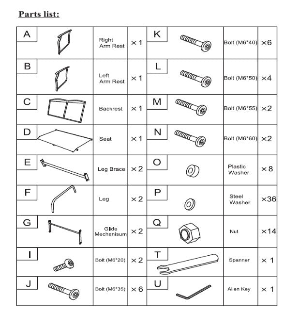 Replacement Parts for 2 Person Sling Patio Glider 914866