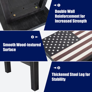 Wooden American Flag Patio Bench