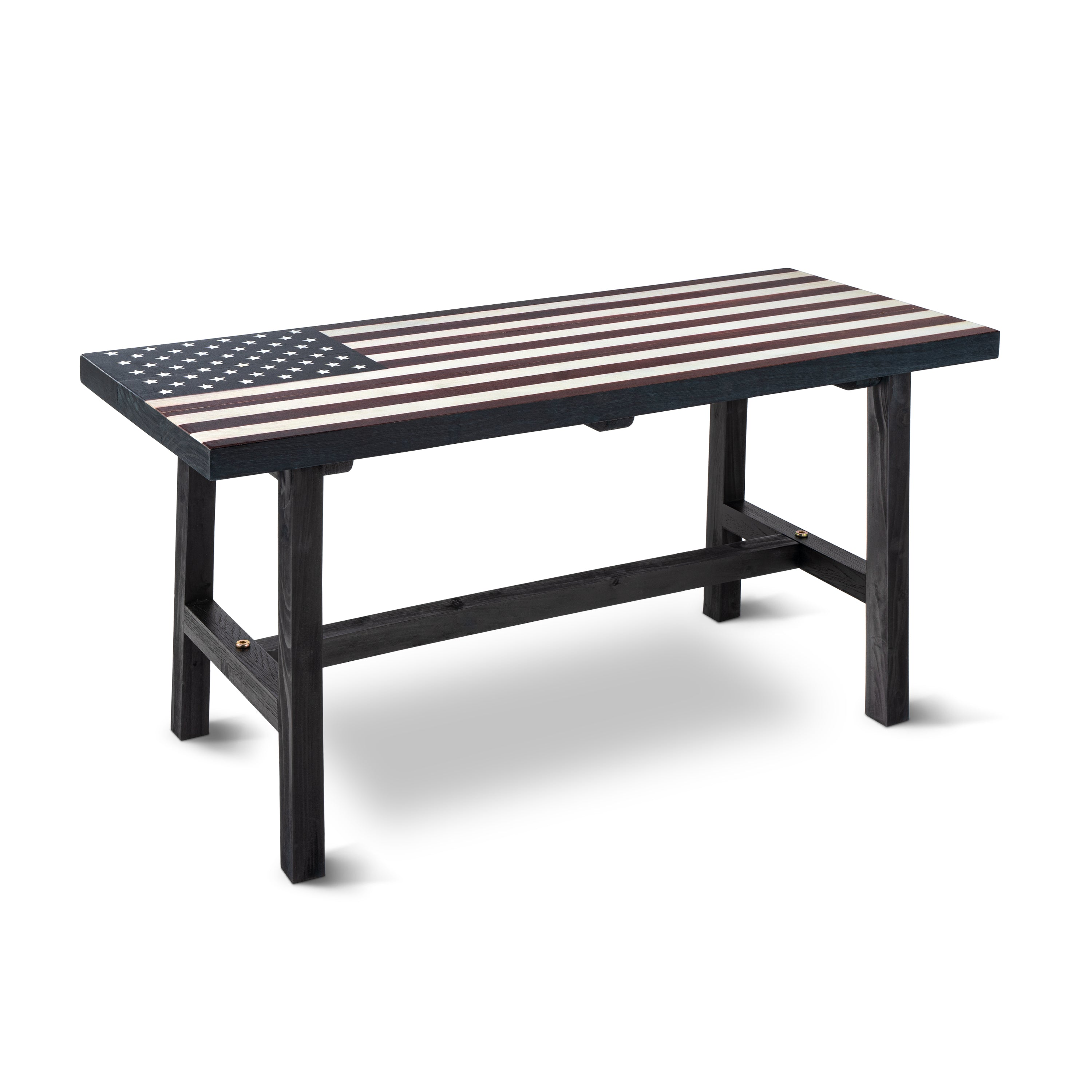 Wooden American Flag Patio Bench