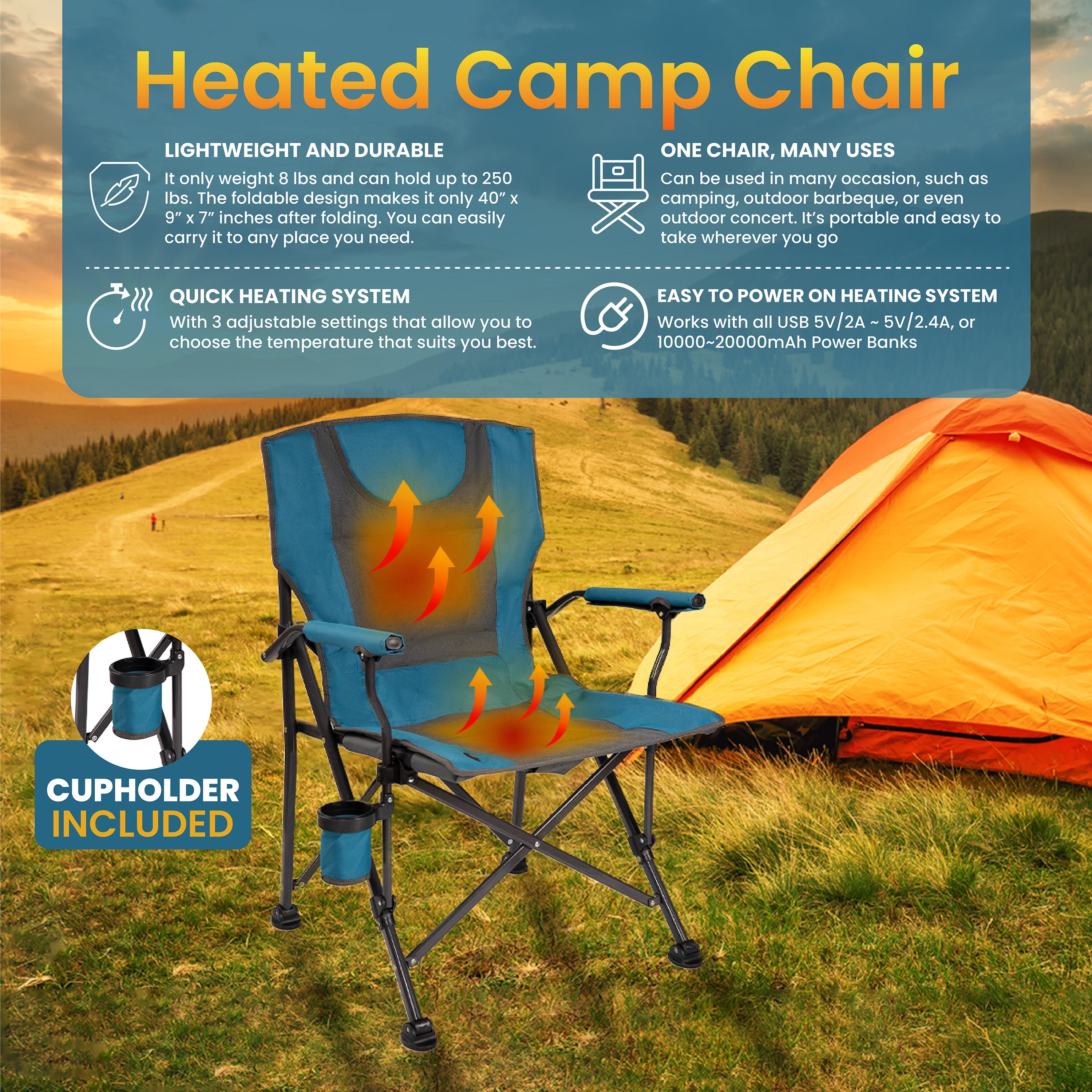 Luxury Heated Portable Camp Chair