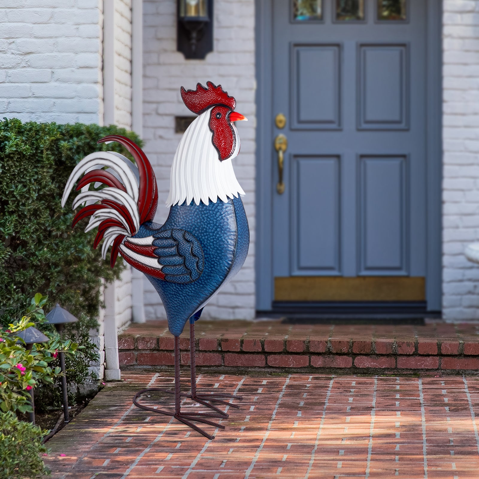 63” Metal Rooster Yard Decoration – Hand-Painted Farmhouse Garden Décor