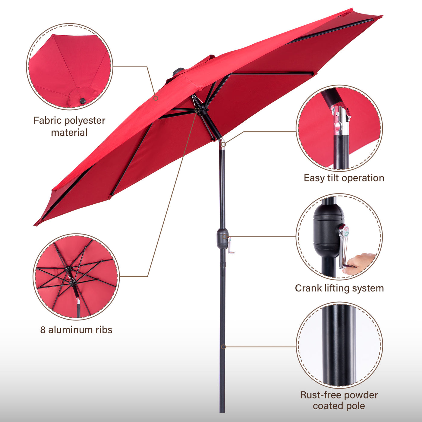 9 Ft Patio Umbrella with Crank System and Tilting Feature – Backyard  Expressions