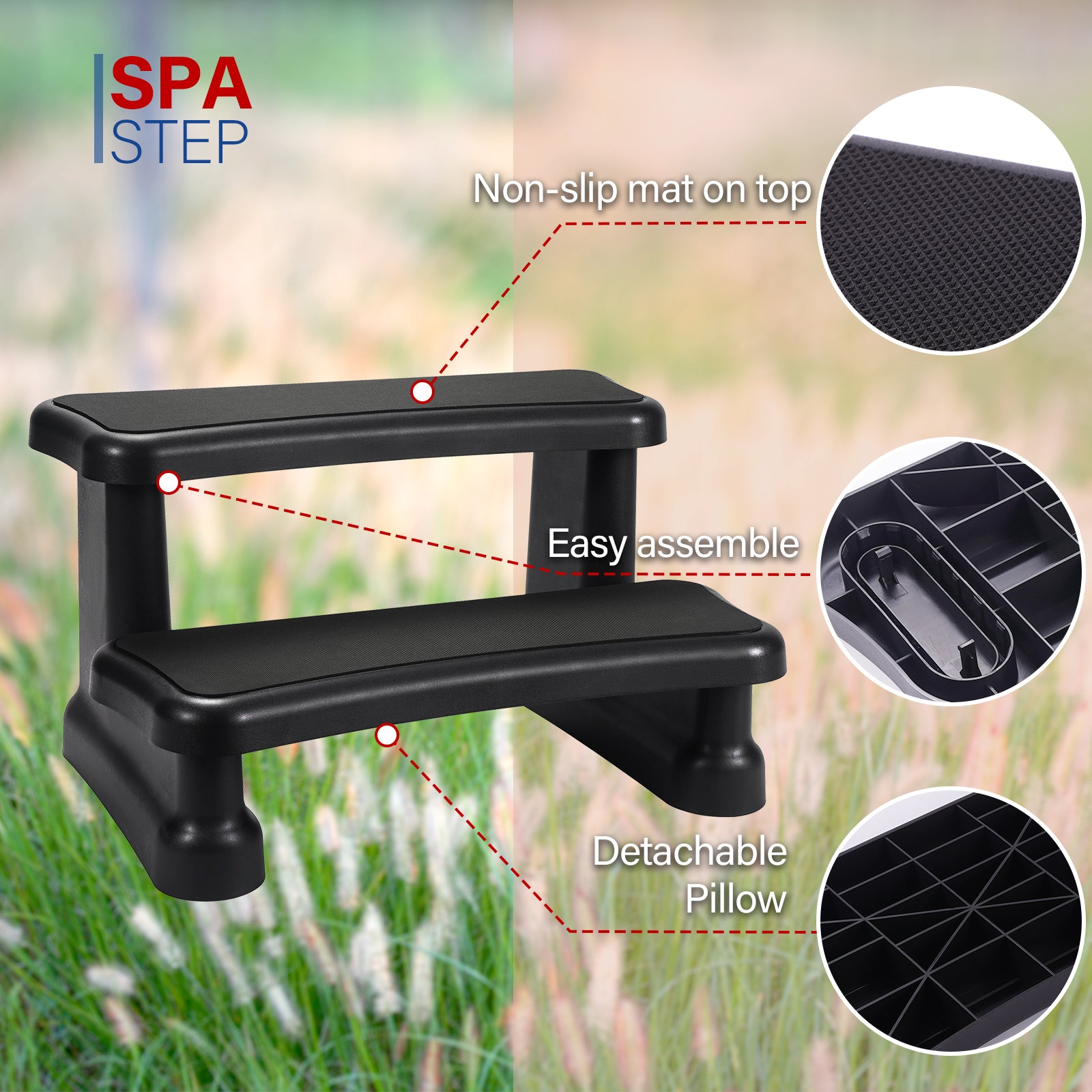 Spa Strack Ramp Universal Spa Steps - No-Slip Tread 914881 – Backyard Expressions