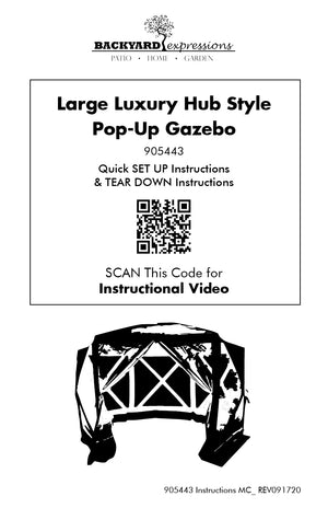 Large (12' x 12' x 7.5') Luxury Hub Style Pop-Up Gazebo