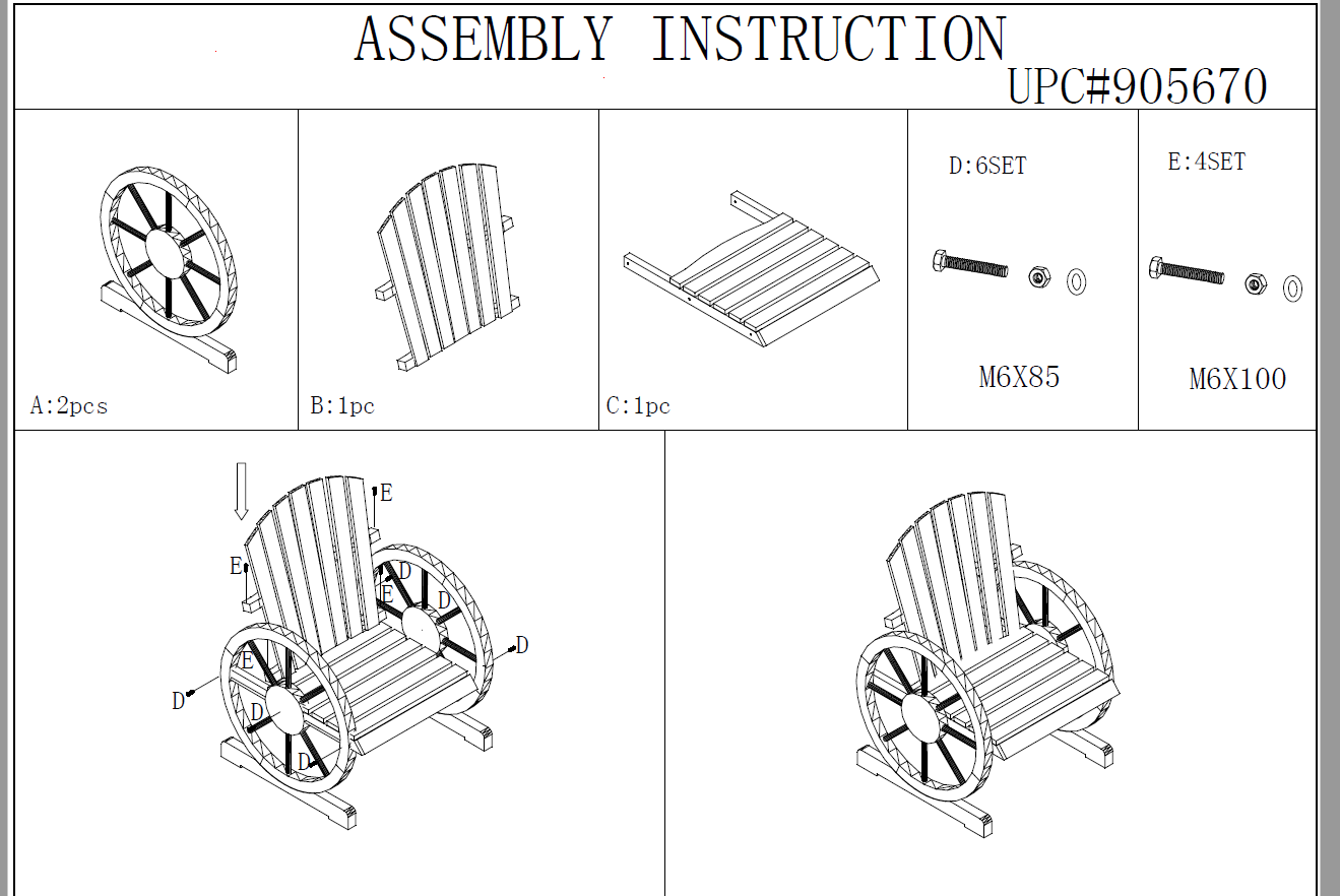 Replacement Parts for Rustic Wagon Wheel Chair 905670