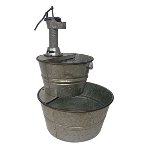 Metal Two Tier Barrel Pump Fountain