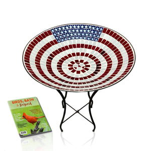 American Flag Mosaic Birdbath