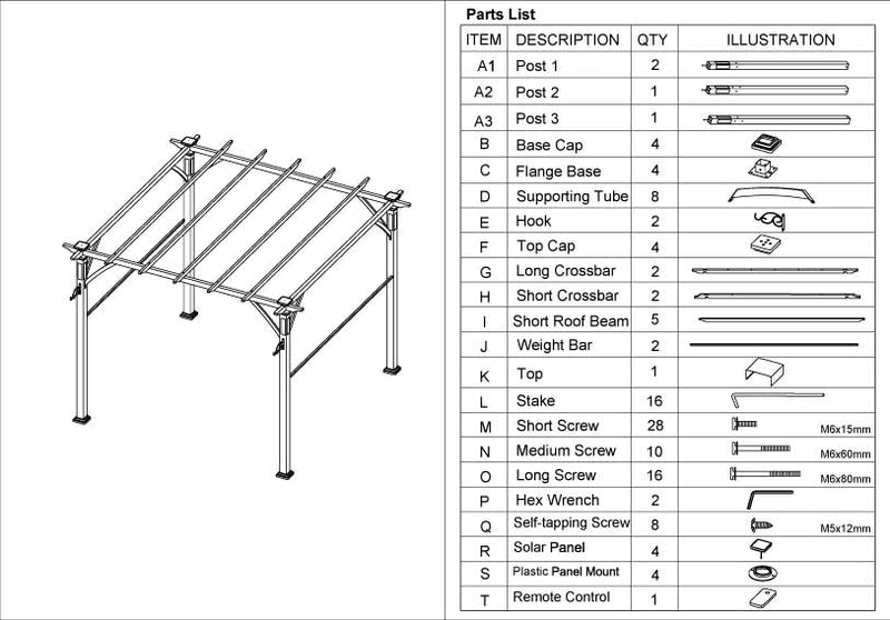 Replacement Parts For LED Pergola Model 906135 – Backyard Expressions