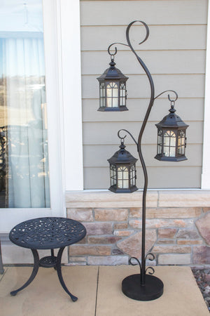 Replacement Part for Outdoor Patio Decorative Steel Lantern Post with Removable Lanterns