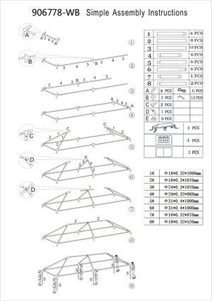 Replacement parts for Party Tent model 906778
