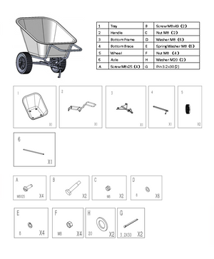 Replacement Parts for 906904 Wheelbarrow