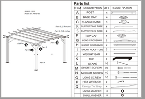 Replacement parts for the arched pergola model 909810