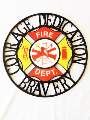 Firefighter "Courage, Dedication, Bravery" Outdoor Décor Wheel