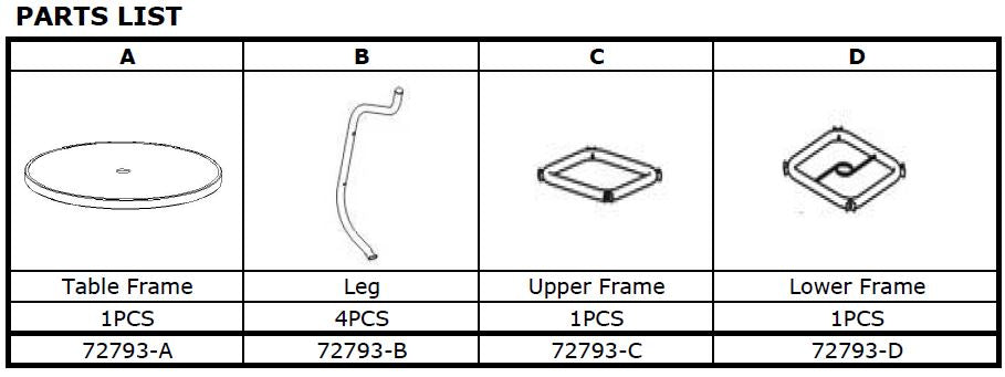 Replacement parts for 4 PC Folding Bar Set 909851