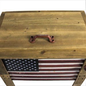 Wooden American Flag Outdoor Patio Cooler