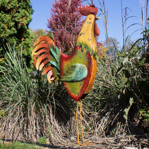 63 Inch Metal Rooster Decorative Garden Statue