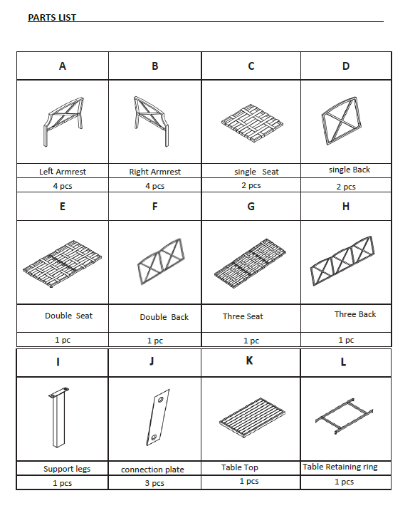 Replacement Parts for 910521 Conversation Set