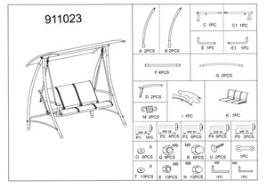Replacement hardware for 911023 3-Seater Patio Swing with Canopy   NOTE - WE carry parts for Backyard-Expressions products only - Our parts will NOT fit other manufacturers products.
